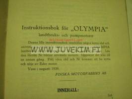 Bruksanvisning för Olympia land- och pumpmotorer -  maamoottori käyttöohjekirja ruotsiksi, alkuperäinen