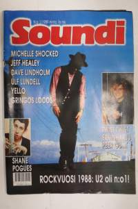 Soundi 1989 nr 1, Michelle Shocked, Jeff Healey, Dave Lindholm, Ulf Lundell, Yello Gringos Locos.