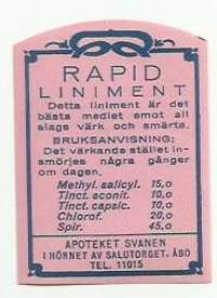 Rapid Liniment  - apteekkietiketti