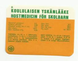 Koululaisen yskänlääke  - apteekkietiketti