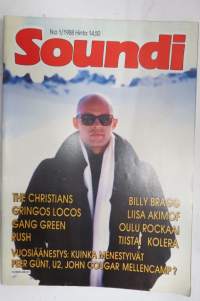Soundi 1988 nr 1, The Christians, Gringos Locos, Gang Green, Rush, Billy Bragg, Liisa Akimof.
