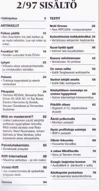 Riffi 1997 N:o 2. Musiikkitekniikan erikoislehti muusikoille ja musiikin harrastajille. Katso sisällysluettelo kuvista.