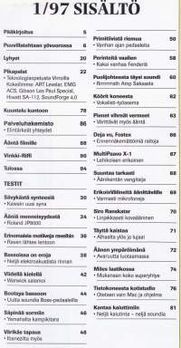 Riffi 1997 N:o 1. Musiikkitekniikan erikoislehti muusikoille ja musiikin harrastajille. Katso sisällysluettelo kuvista.