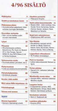 Riffi 1996 N:o 4. Musiikkitekniikan erikoislehti muusikoille ja musiikin harrastajille. Katso sisällysluettelo kuvista.