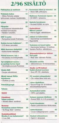 Riffi 1996 N:o 2. Musiikkitekniikan erikoislehti muusikoille ja musiikin harrastajille. Katso sisällysluettelo kuvista.