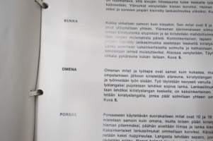 Käsityöaskartelun opas - SOK Koulupalvelun iso kansio, jossa havainnollisia kuvia, malleja, tarvike-ehdotuksia yms.