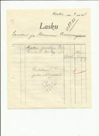 Sauvon ja Karunan Osuusmeijeri / Ajettu juustoja Paimioon lasku 1925 - firmalomake  2 kpl