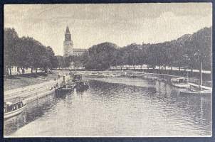 Turku - Aurajoki ja Tuomiokirkko - Postikortti vuodelta 1922