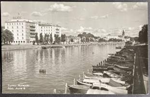 Turku - Aurajoki ja Bore-talo - Postikortti vuodelta 1954