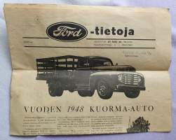 FORD -tietoja 1948 - mm. esittelyssä vuoden 1948 kuorma-auto ja vuoden 1948 Ford Perfect