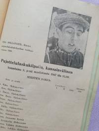 Lahden hiihtoseuran 25-vuotisjuhla. Salpausselän hiihdot Lahdessa 8-9.3.1947 -hiihtokilpailujen käsiohjelma.