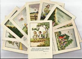Raamatunlauseella varustettuja signeerattuja postikortteja 10 eril sarja - postikortti kulkematon