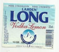 Lahden  Long Vodka Lemon - viinaetiketti