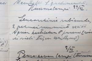 Kemijärven sudenkorennoisfauna - Retkeilymerkintöjä 1935