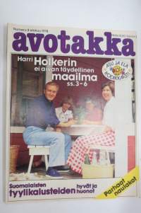 Avotakka 1978 nr 8, Harri Holkeri mökillä, Bwrtel Gardberg - Ratsumiehen torppa, O.J. Korhonen &amp; eläkekoti - lämpiää järvestä, Eira &amp; Töölö, Tallinna, ym.