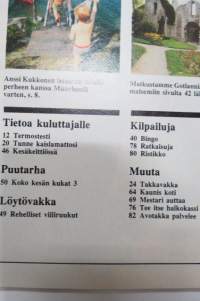 Avotakka 1972 nr 7, Anssi Kukkonen lomailee, Termosastiat testissä, Visukki-aitta, Kaislamatot, Pihaelämä, Paneeli kotoisasti, ym.