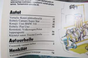 Tuulilasi 1983 nr 2, Pikkudieselit vertailussa, Kestotesti VW Polo, Fiat Uno, Super Star Camaro, Asenna itse autoradio, Volvon suomalasiet koeajajat, ym.