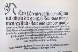 Leonharrt Fuchs Kreutterbuch 1543 -faksimile, yrttikirja näköispainos