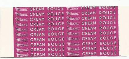 Miami Creame Rouge  tuote-etiketti pienoisarkki 1940-luvulta