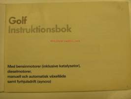 Volkswagen Golf åm. 1989 instruktionsbok