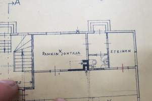 Hämeentie 20 (nykyään Vanha Hämeentie), Turku, tontilla olevien rakennusten piirustukset ja muutospiirustukset 1937-39 - Pohjoismaiden Yhdyspankki PYP ja kirjasto