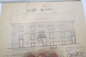 Hämeentie 20 (nykyään Vanha Hämeentie), Turku, tontilla olevien rakennusten piirustukset ja muutospiirustukset 1937-39 - Pohjoismaiden Yhdyspankki PYP ja kirjasto