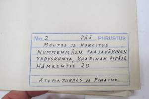 Hämeentie 20 (nykyään Vanha Hämeentie), Turku, tontilla olevien rakennusten piirustukset ja muutospiirustukset 1937-39 - Pohjoismaiden Yhdyspankki PYP ja kirjasto
