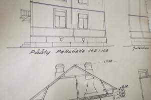 Hämeentie 20 (nykyään Vanha Hämeentie), Turku, tontilla olevien rakennusten piirustukset ja muutospiirustukset 1937-39 - Pohjoismaiden Yhdyspankki PYP ja kirjasto