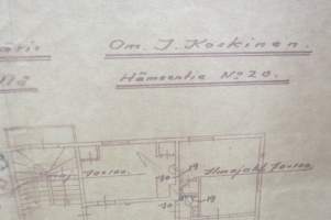 Hämeentie 20 (nykyään Vanha Hämeentie), Turku, tontilla olevien rakennusten piirustukset ja muutospiirustukset 1937-39 - Pohjoismaiden Yhdyspankki PYP ja kirjasto
