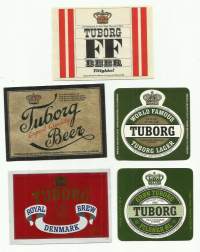 Tuborg  olutetikettejä 5 eril   olutetiketti