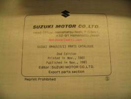 Suzuki RM465X RM465Z parts catalogue varaosaluettelo