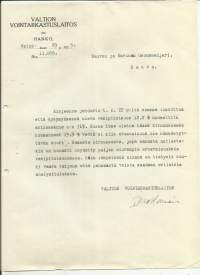 Valtion Vointarkastuslaitos Hanko 1925  -   firmalomake
