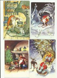 Irma Salmi sign - joulukortti sign taiteilijapostikortti  postikortti kulkenut 4 kpl erä