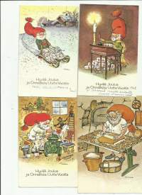 Irma Salmi sign - joulukortti sign taiteilijapostikortti  postikortti kulkenut 4 kpl erä