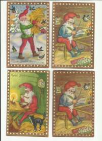 Pirkko Ropponen  sign - joulukortti sign taiteilijapostikortti  postikortti 4 kpl erä