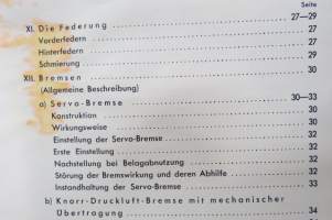 Büssing-NAG Ersatzteile - Spare Parts Diesel Motor Typ LD 3, 4, 5, 6 - Fahrgestelle  Typen 350 (305), 400 (375), Behandlungsvorschrift für leichte und mittelschwere