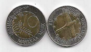 10 markkaa EU jäsenyys 1995 kolikko pillerissä