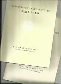 Keskinäinen Vakuutusyhtiö Saha-Palo  -  vuosikertomus 1961 ja 1963   2 kpl