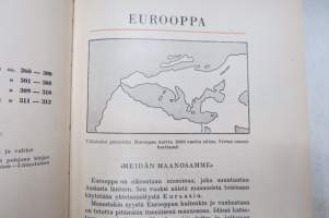 Ulkomaat - maantietoa kansakolulaisille II-III, kansakoulu maantieto - oppikirja, piirrokset Aarne Nopsanen