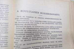 Nuorten laulukirja ja koululaisen musiikkitieto, kansikuvitus Martta Wendelin