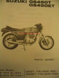 Suzuki GS450T GS450ET parts catalogue varaosaluettelo