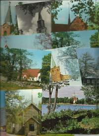 Kirkkoja postikorteilla  - paikkakuntakortti, kirkkopostikortti 11 kpl erä