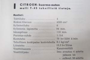 Citroën kuorma-auto malli 45 -huolto-ohje (käyttöohjekirja) / manual