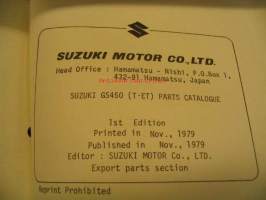 Suzuki GS450T GS450ET parts catalogue varaosaluettelo