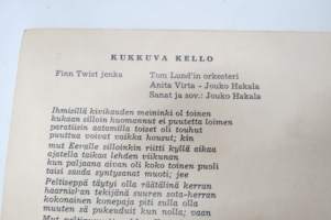 Kukkuva Kello- Finn Twist jenka - Anita Virta - Tom Lund orkesteri, Sandudd 1966 -äänilevypostikortti 45 rpm postcard record