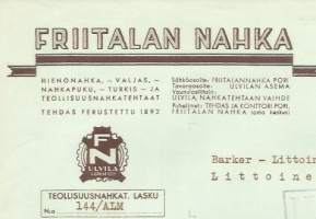 Friitalan Nahka Oy Ulvila 1950  -   firmalomake