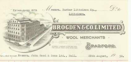 Brogden &amp; Co Limited Wool Merchants Bradford 1950  -   firmalomake