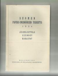 Suomen Paperi-Insinöörien yhdistys 1934 jäsenluettelo, säännöt, rahastot