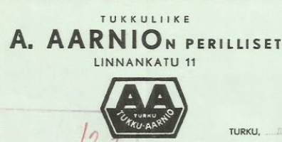 Tukkuliike A Aarnio n perilliset  1954  -   firmalomake