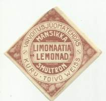 Mansikka  Limonaatia -  juomaetiketti Julius Syren &amp; Co Oy